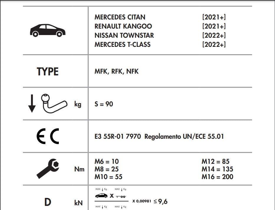 DİKEY SÖKTAK RENAULT KANGOO - MERCEDES CİTAN - TCLASS - NİSSAN TOWNSTAR