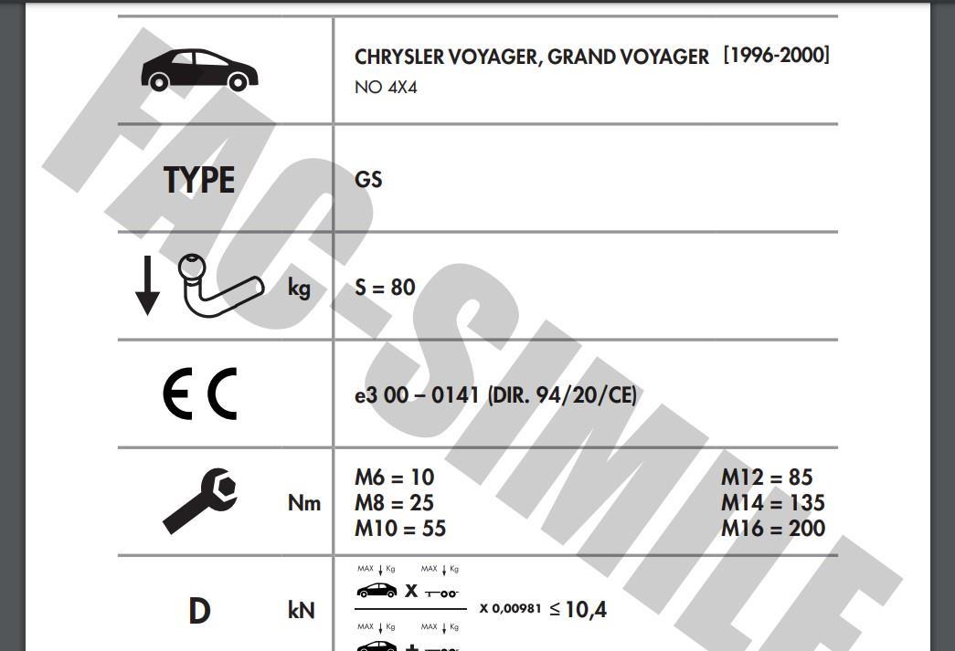 YATAY SÖKTAK CHRYSLER  VOYAGER  - GRAND VOYAGER