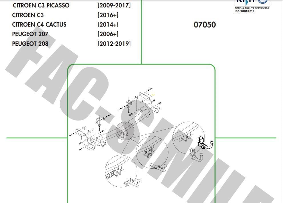 YATAY SÖKTAK CİTROEN C3 - C4 CACTUS  - PEUGEOT 207 - 208 