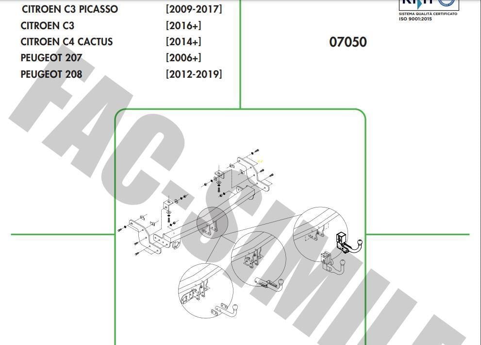 DİKEY SÖKTAK CİTROEN C3 - C4 CACTUS  - PEUGEOT 207 - 208 
