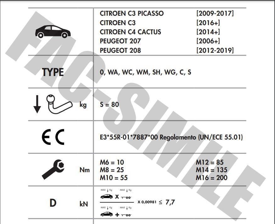 DİKEY SÖKTAK CİTROEN C3 - C4 CACTUS  - PEUGEOT 207 - 208 