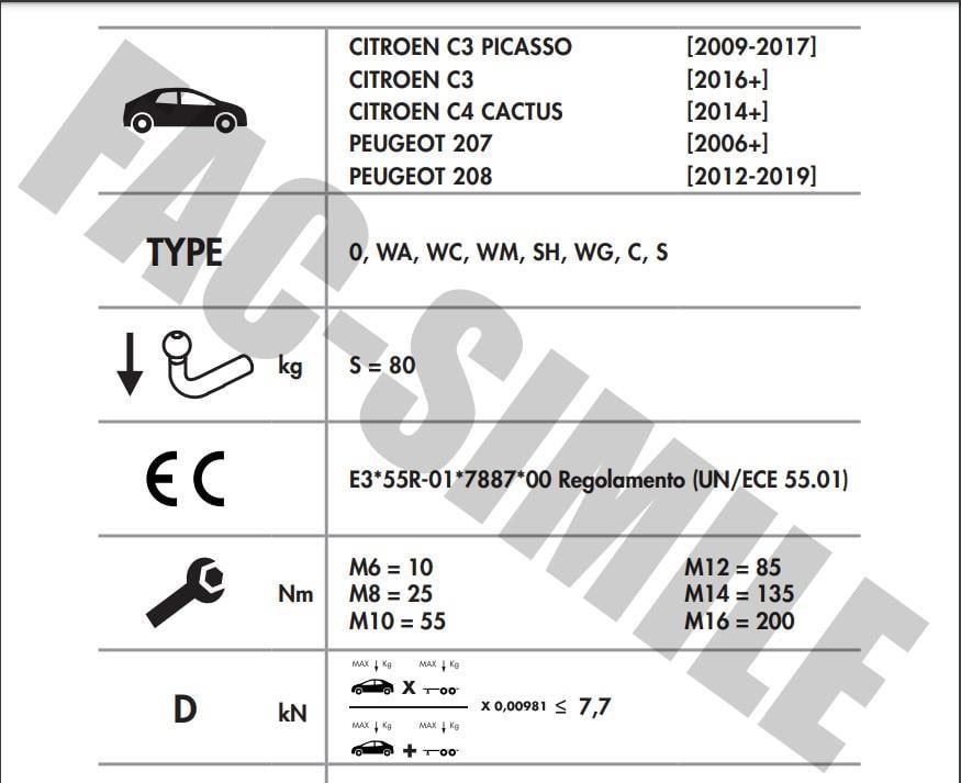 YATAY SÖKTAK CİTROEN C3 - C4 CACTUS  - PEUGEOT 207 - 208 