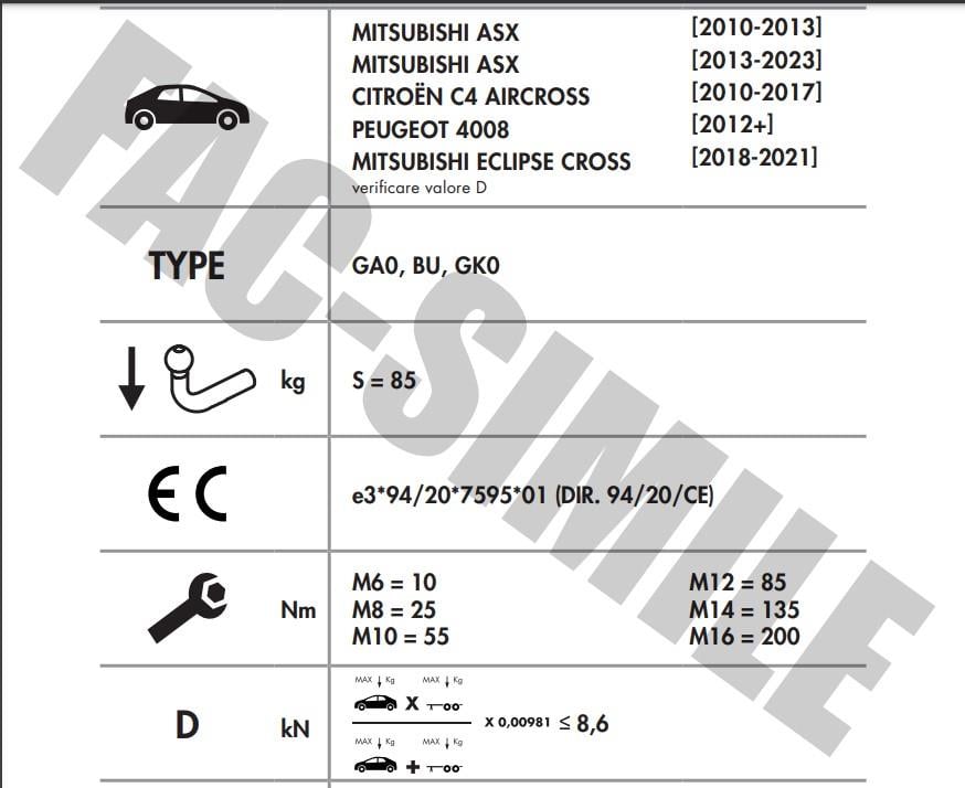 CİTROEN C4 - 4008 - MİTSUBİSHİ ASX - ECLIPSE CROSS