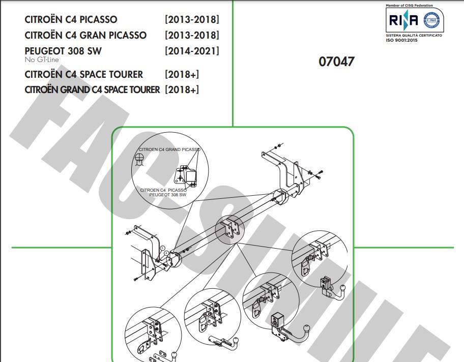 CİTROEN C4 PİCASSO - GRAND PİCASSO - PEUGEOT 308 SW - C4 SPACE TOURER - GRAND SPACE TOURER