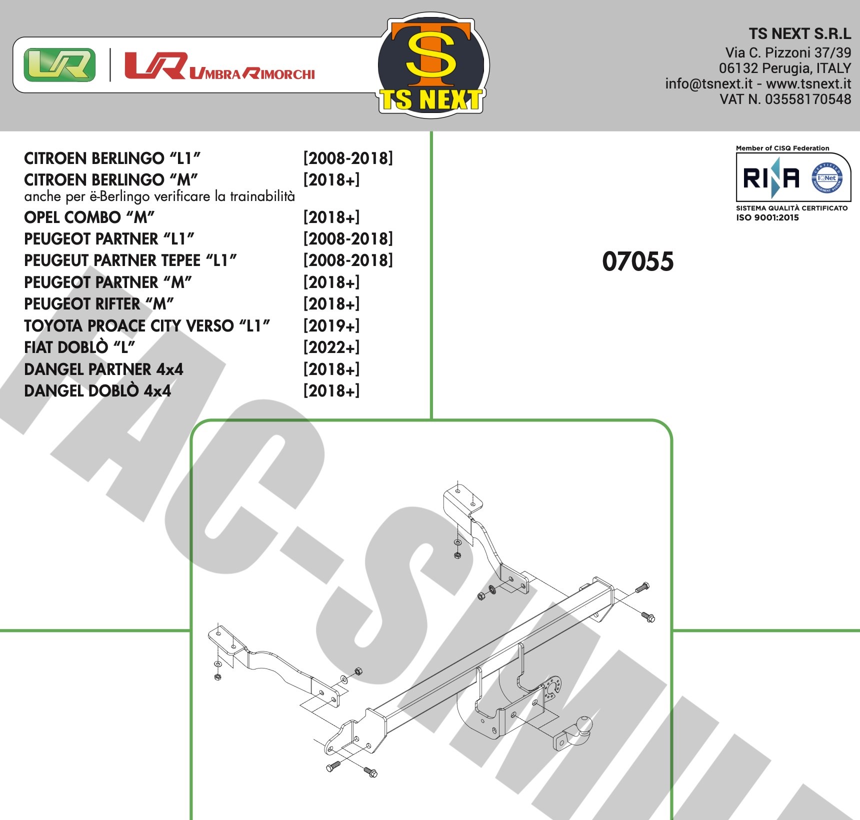 Flansli model KISA ŞASE CİTROEN  BERLİNGO - PEUGEOT PARTNER - RİFTER - TOYOTA PROACE CİTY - FİAT DOBLO - OPEL COMBO - PARTNER TEPE 