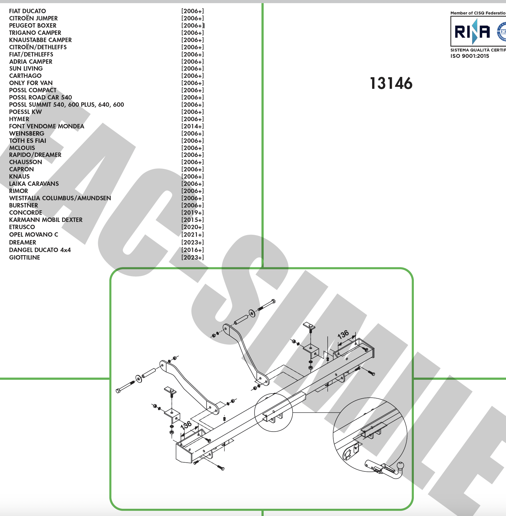 FIAT DUCATO - Citroen Jumper - Peugeot Boxer - Opel Movano - TOYOTA PROACE 