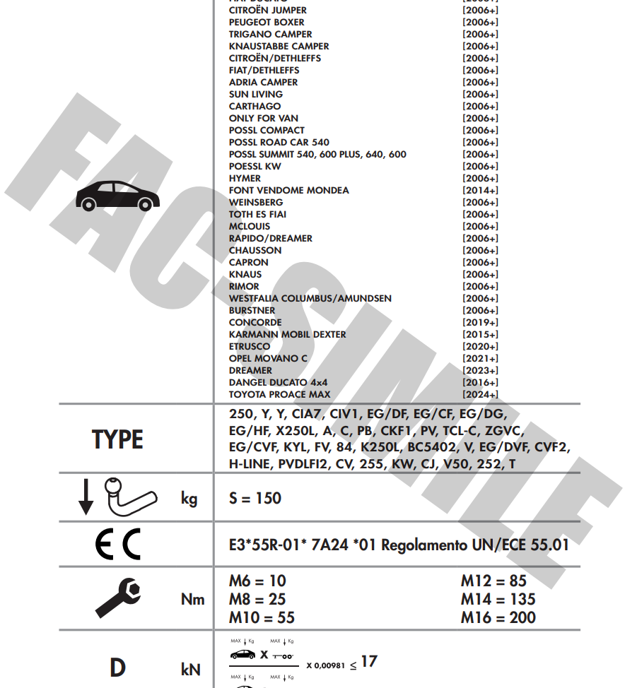 FIAT DUCATO - Citroen Jumper - Peugeot Boxer - Opel Movano - TOYOTA PROACE 