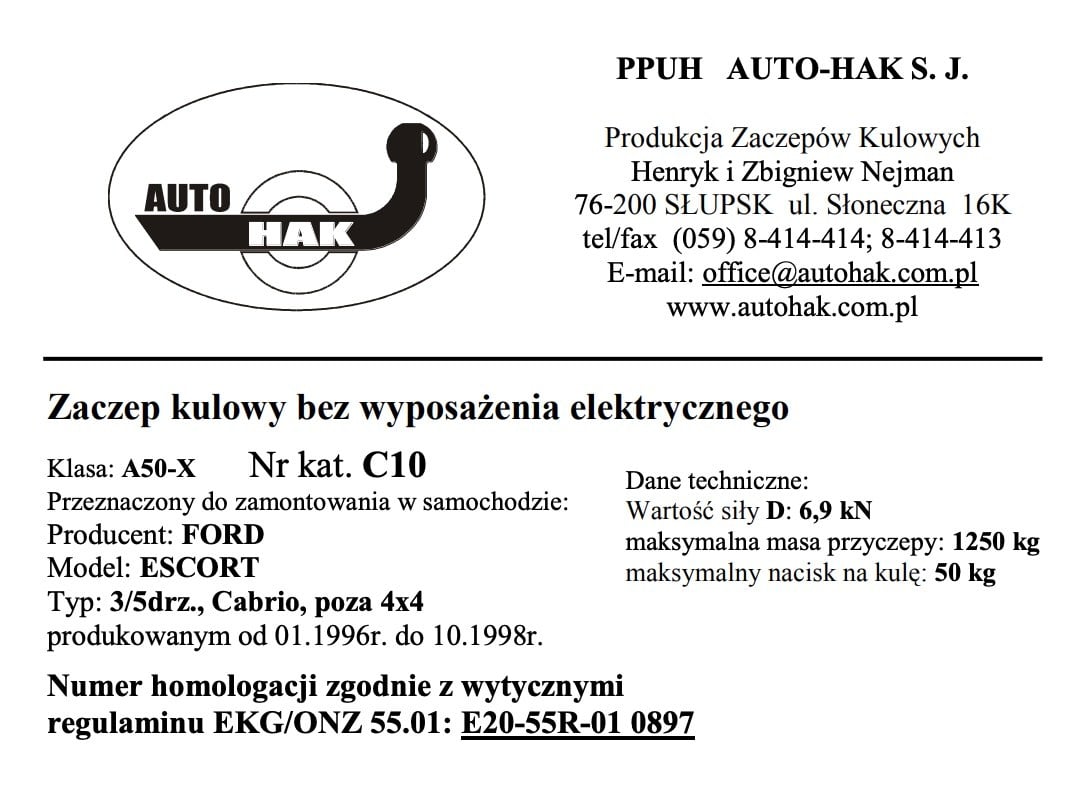 FORD ESCORT 2/3/5 Kapı, Cabrio (4x4 hariç) (01/1996 - 10/1998)