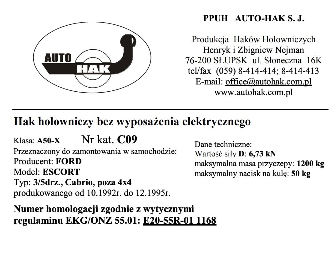 FORD ESCORT 2/3/5 Kapı, Cabrio (4x4 hariç) (10/1992 - 12/1995)