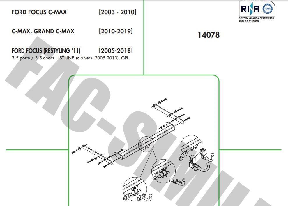 DİKEY SÖKTAK FORD FOCUS (2005-2018) - FORD C-MAX (2010-2019) -  FORD GRAND C MAX(2010-2019)