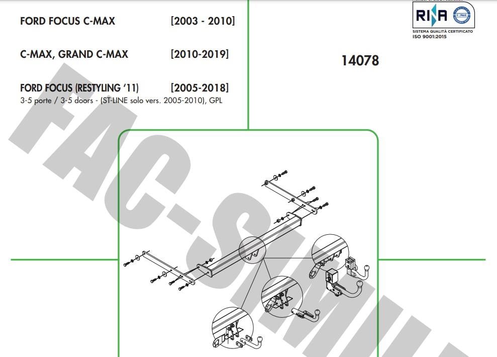 FORD FOCUS (2005-2018) - FORD C-MAX (2003-2019) -  FORD GRAND C MAX(2010-2019)
