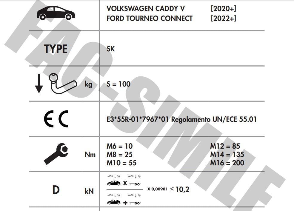 YATAY SÖKTAK FORD CONNECT - VOLKSWAGEN CADDY