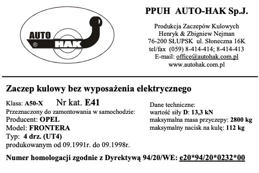 OPEL FRONTERA 4 Kapı (UT4) (09/1991 - 09/1998)