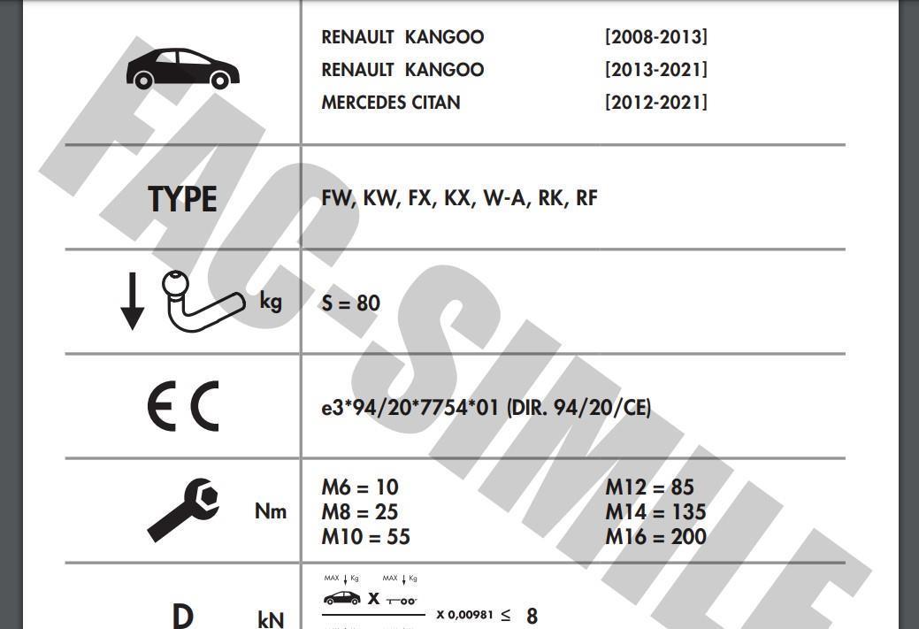 DİKEY SÖKTAK MERCEDES CITAN - RENAULT KANGOO