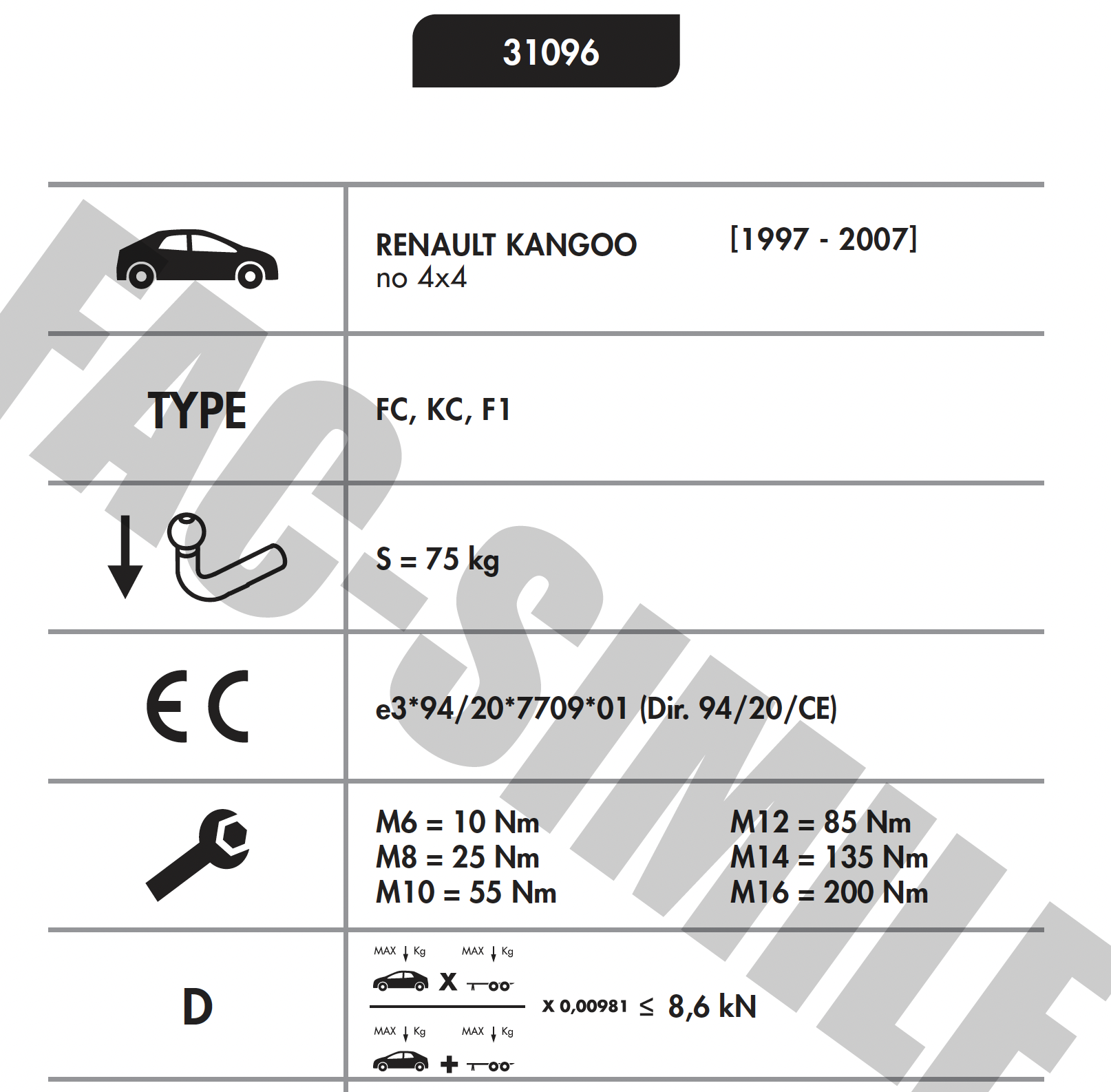 YATAY SÖKTAK Renault Kangoo 1997-2007