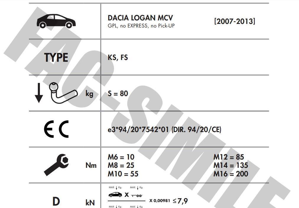 DİKEY SÖKTAK DACİA LOGAN MCV 2007-2013