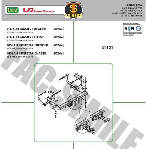 Renault MASTER (acik ve kapali kasa) 2024+, Nissan Interstar 2025+