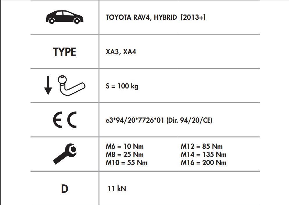 TOYOTA RAV4 YATAY SÖKTAK 