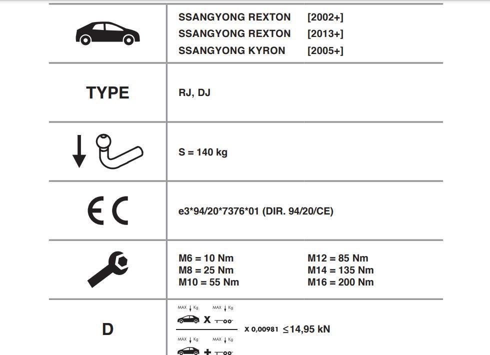 DİKEY SÖKTAK SSANGYONG KYRON - REXTON