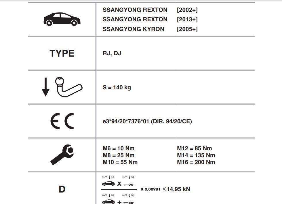 YATAY SÖKTAK SSANGYONG KYRON - REXTON