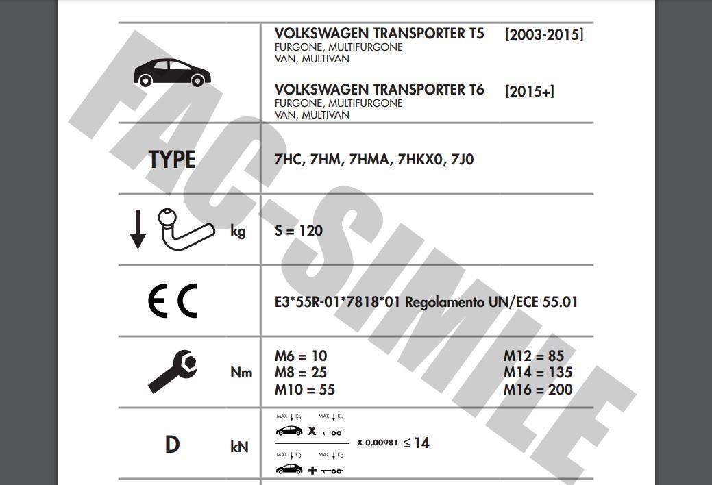 DİKEY SÖKTAK VOLKSWAGEN TRANSPORTER