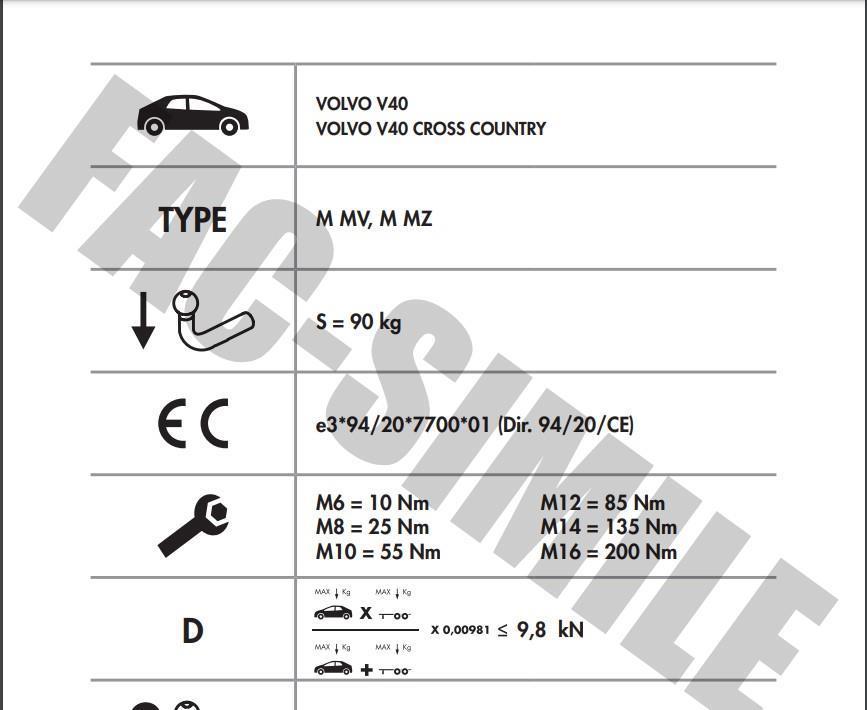 VOLVO V40 YATAY SÖKTAK