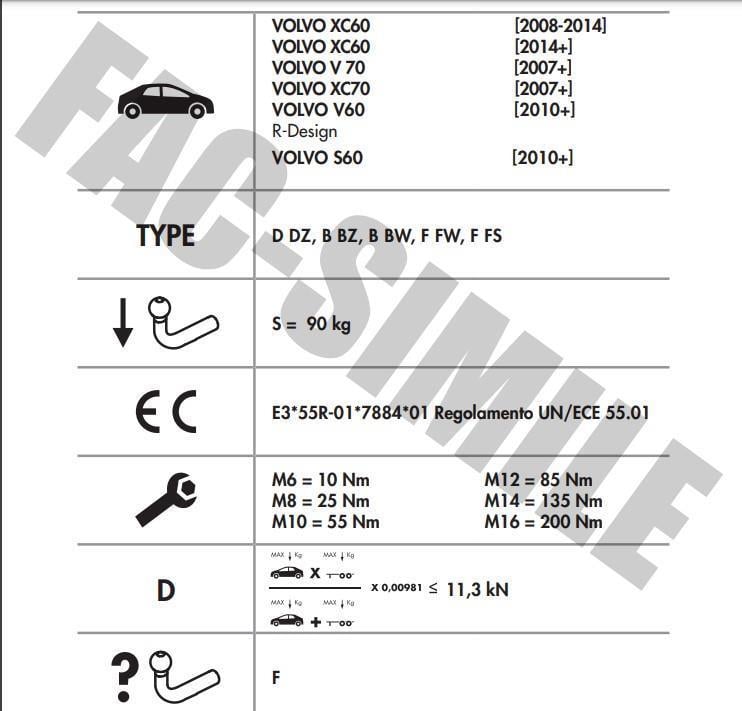 DİKEY SÖKTAK VOLVO XC60 - XC70 - V70 - V60 - S60