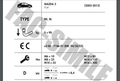 DİKEY SÖKTAK MAZDA 3