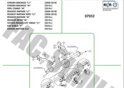 YATAY SÖKTAK KISA ŞASE CİTROEN  BERLİNGO - PEUGEOT PARTNER - RİFTER - TOYOTA PROACE CİTY - FİAT DOBLO - OPEL COMBO - PARTNER TEPE 