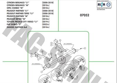 KISA ŞASE CİTROEN  BERLİNGO - PEUGEOT PARTNER - RİFTER - TOYOTA PROACE CİTY - FİAT DOBLO - OPEL COMBO - PARTNER TEPE 