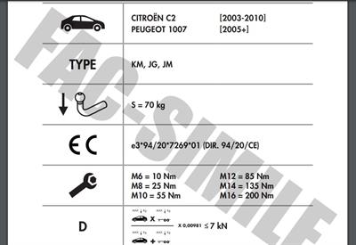 YATAY SÖKTAK CİTROEN C2 -  PEUGEOT 1007 