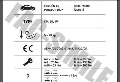 DİKEY SÖKTAK CİTROEN C2 -  PEUGEOT 1007 