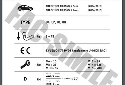DİKEY SÖKTAK CİTROEN C4 PİCASSO  - GRAND PİCASSO