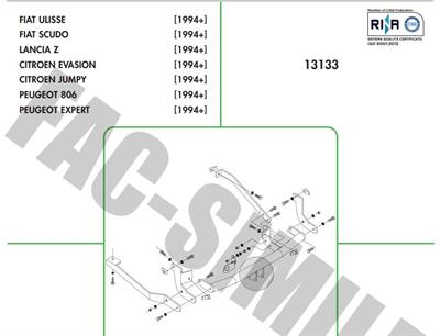 YATAY SÖKTAK PEUGEOT 806 - EXPERT - LANCİA ZETA - FİAT ULYSEE - SCUDO - CİTROEN JUMPY - EVASION 