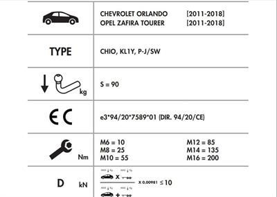DİKEY SÖKTAK OPEL ZAFİRA - CHEVROLET ORLANDO