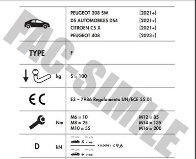 YATAY SÖKTAK PEUGEOT 308 SW  - 408 - CİTROEN C5 X - DS 4