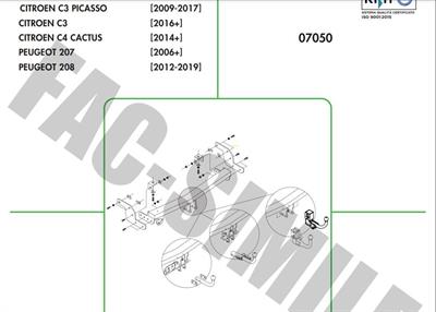YATAY SÖKTAK CİTROEN C3 - C4 CACTUS  - PEUGEOT 207 - 208 