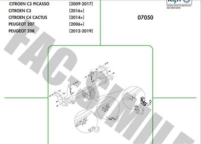 DİKEY SÖKTAK CİTROEN C3 - C4 CACTUS  - PEUGEOT 207 - 208 