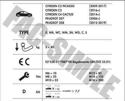 YATAY SÖKTAK CİTROEN C3 - C4 CACTUS  - PEUGEOT 207 - 208 