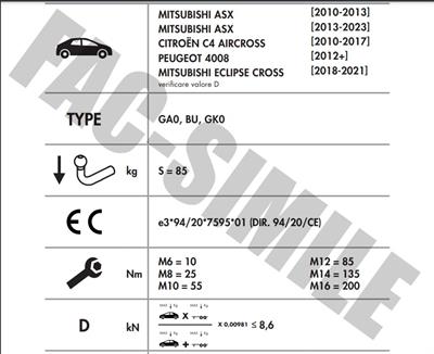 CİTROEN C4 - 4008 - MİTSUBİSHİ ASX - ECLIPSE CROSS