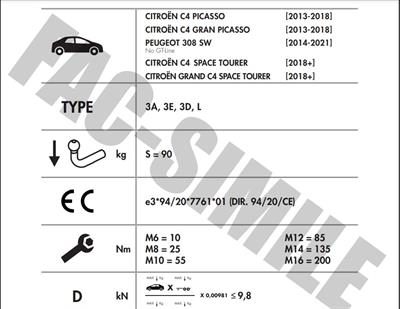 CİTROEN C4 PİCASSO - GRAND PİCASSO - PEUGEOT 308 SW - C4 SPACE TOURER - GRAND SPACE TOURER