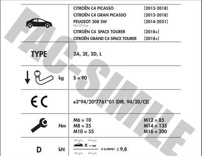 DİKEY SÖKTAK CİTROEN C4 PİCASSO - GRAND PİCASSO - PEUGEOT 308 SW - C4 SPACE TOURER - GRAND SPACE TOURER