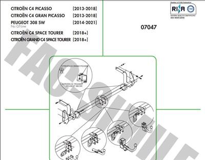 DİKEY SÖKTAK CİTROEN C4 PİCASSO - GRAND PİCASSO - PEUGEOT 308 SW - C4 SPACE TOURER - GRAND SPACE TOURER