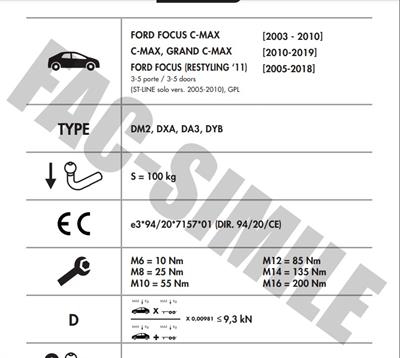 FORD FOCUS (2005-2018) - FORD C-MAX (2003-2019) -  FORD GRAND C MAX(2010-2019)