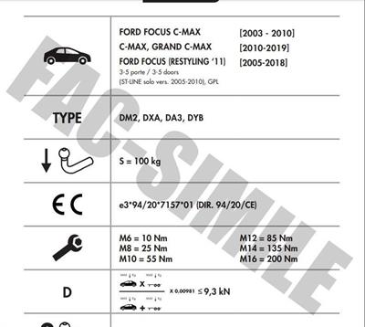 DİKEY SÖKTAK FORD FOCUS (2005-2018) - FORD C-MAX (2010-2019) -  FORD GRAND C MAX(2010-2019)