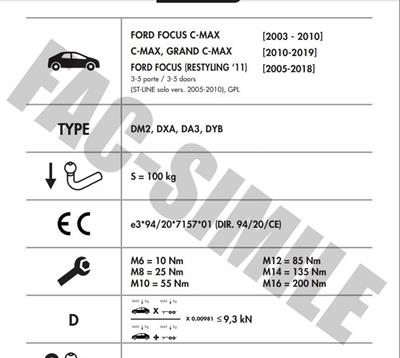YATAY SÖKTAK FORD FOCUS (2005-2018) - FORD C-MAX (2010-2019) -  FORD GRAND C MAX(2010-2019)