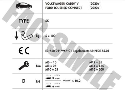 DİKEY SÖKTAK FORD CONNECT - VOLKSWAGEN CADDY