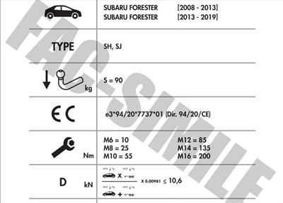 yatay sok tak SUBARU FORESTER 