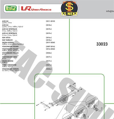 YATAY SÖKTAK AUDİ Q3 - A3 - SEAT ATECA - TARRACO - SKODA KODİAQ - VOLKSWAGEN TAYRON TIGUAN - TROC - KAROQ - CUPRA FORMENTOR  TERRAMAR - GOLF - LEON 