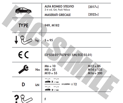 DİKEY SÖKTAK Alfa Romeo Stelvio - Maserati Gracela 